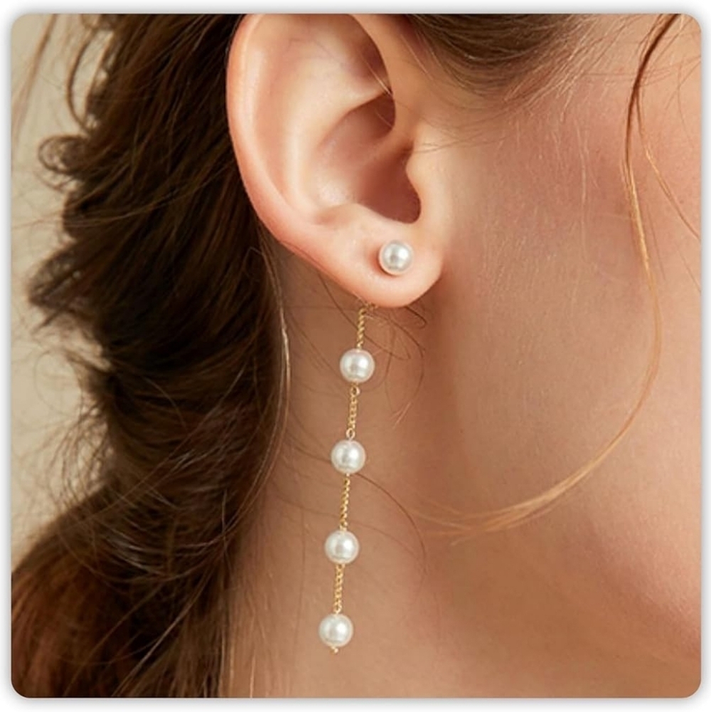 Elegant Pearl Dangle Drop Earrings
